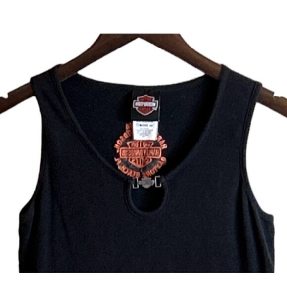 Harley Davidson Women's Black Daytona Beach Embroidered Ribbed Tank Top Size Lar - Picture 3 of 7